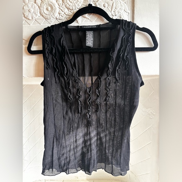 Kenneth Cole Sheer Ruffle Tank Top - Picture 2 of 7